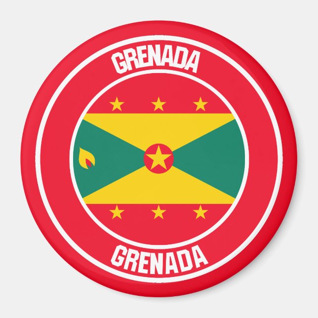 Grenada Round Emblem Magnet (Framsidan)
