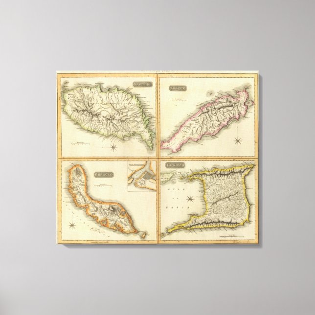 Grenada, Tobago, Trinidad, Curacao Canvastryck (Framsida)