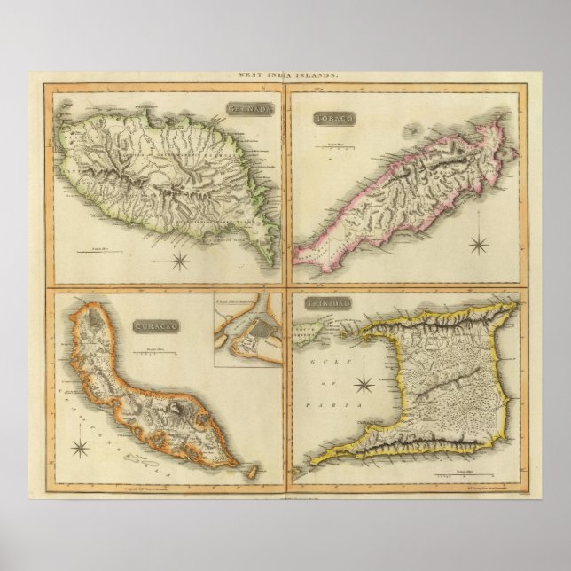 Grenada, Tobago, Trinidad, Curacao Poster (Framsidan)