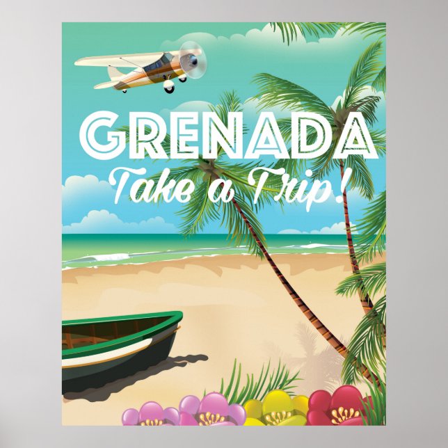 Grenada Vintage Semester Resor Affisch (Framsidan)