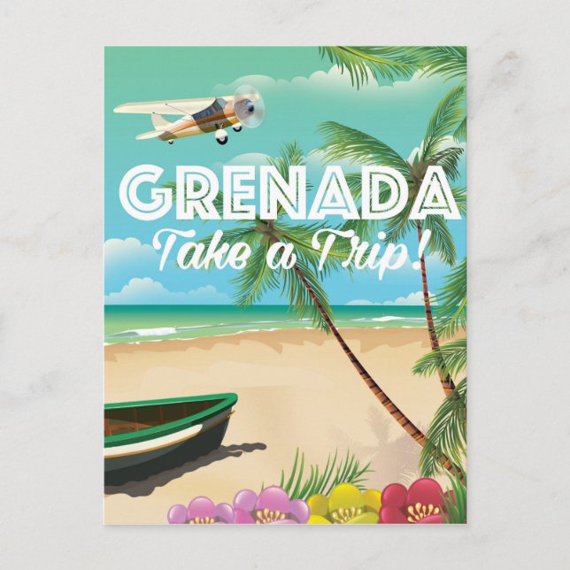 Grenada Vintage Vacation Travel Poster Vykort (Framsida)