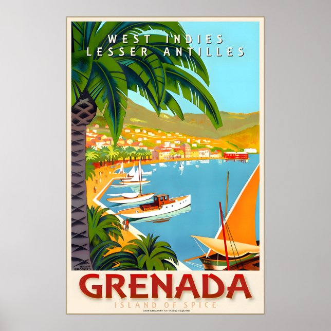 Grenada West Indies Caribbean Travel Poster Roger (Framsidan)