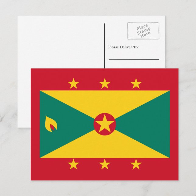 Grenadanska Flagga, Grenadas Flagga Vykort (Fram/baksida)