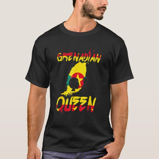 Grenadian Queen Grenada Flagga Pride Afro Pride Ho T Shirt (Framsida)