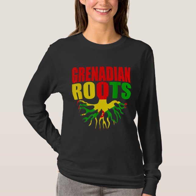 Grenadian Roots Grenada Pride Flag T Shirt (Framsida)