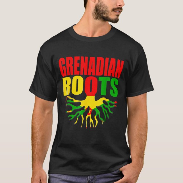 Grenadian Roots Grenada Pride Flag T Shirt (Framsida)