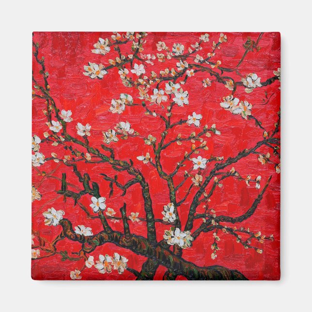 Grenar av Almond Träd i Blommar, Van Gogh Magnet (Framsidan)