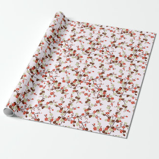 Grenar av röda småblommor i blommar mönster presentpapper