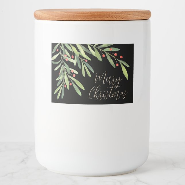 Grenar Bär Jul Helg Svart Mat Etiketter (Framsida)