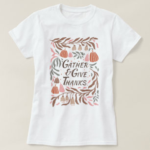Grenar, löv och pumpor faller Thanksgiving T Shirt