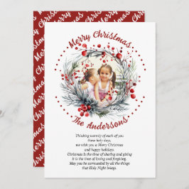 Grenar med röda bär julkort