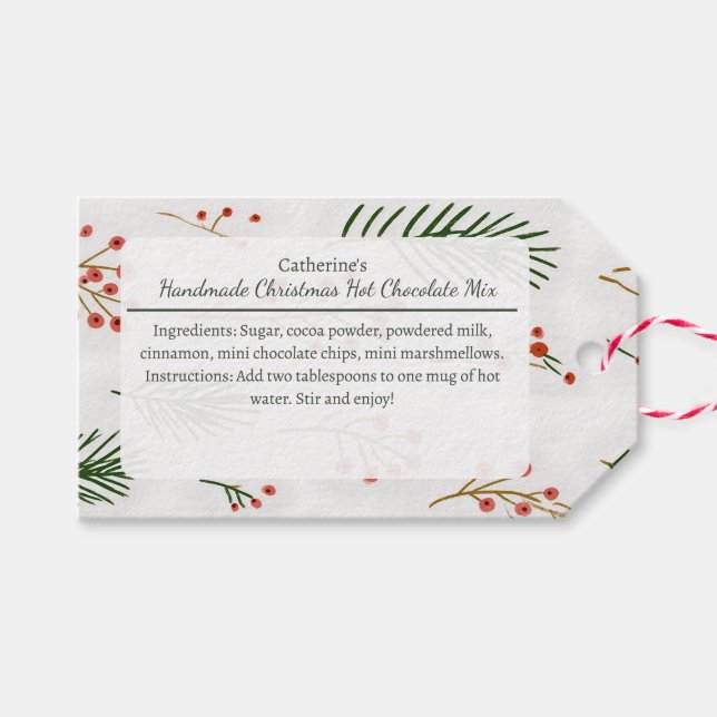 Grenar och Bär Jul Het Choklad Mix Presentetikett (Framsidan (Horizontal))