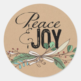 Grenar och Berries Peace and Joy Sticker Runt Klistermärke