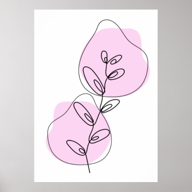 Grenar Och Blad Linjekonst Poster (Framsidan)