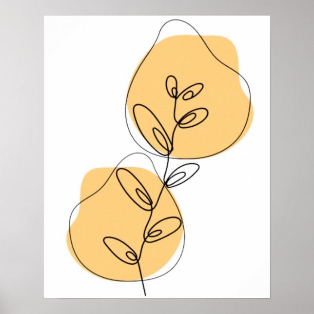 Grenar Och Blad Linjekonst Poster (Framsidan)