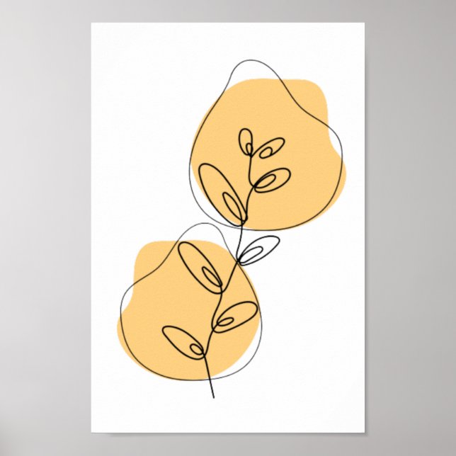 Grenar Och Blad Linjekonst Poster (Framsidan)