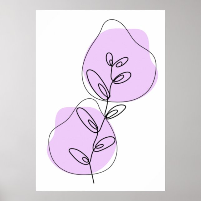 Grenar Och Blad Linjekonst Poster (Framsidan)