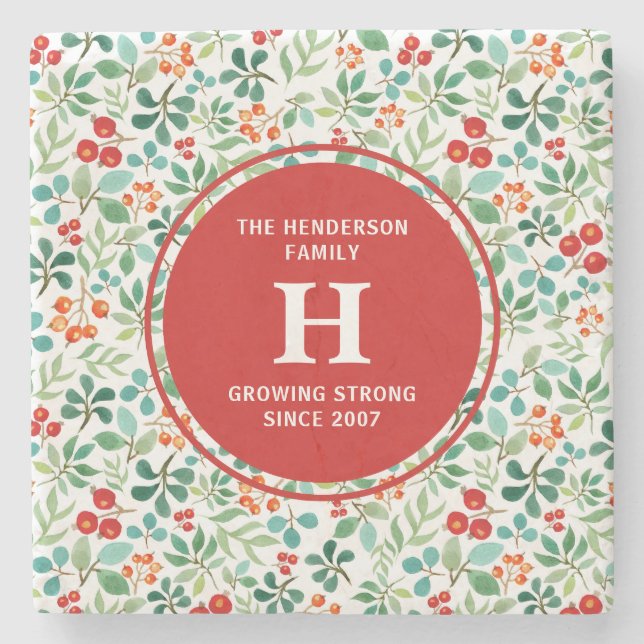 Grenar och kustfartyg för bärjulMonogram Underlägg Sten (Framsidan)