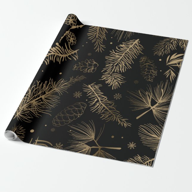 Grenar och tall 2 presentpapper (Utrullad)