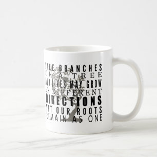 Grenar på ett citationstecken för trädfamiljmö kaffemugg