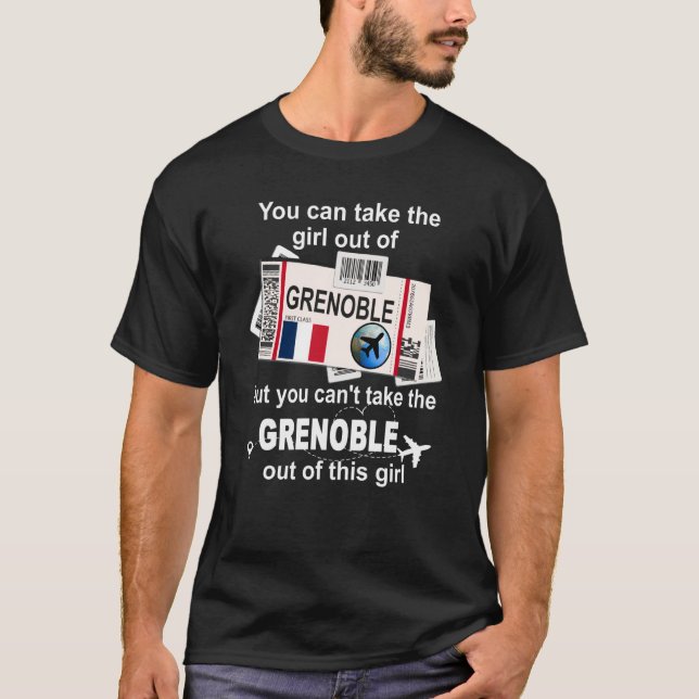 Grenoble Boarding Pass Grenoble Girl Grenoble T Shirt (Framsida)
