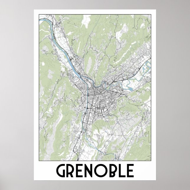 Grenoble Frankrike karta Poster (Framsidan)