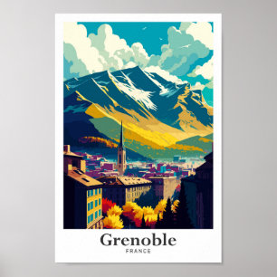 Grenoble Frankrike Vintage resor Porträtt Poster