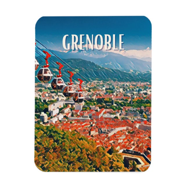 Grenoble Photo Vintage Magnet (Vertikal)