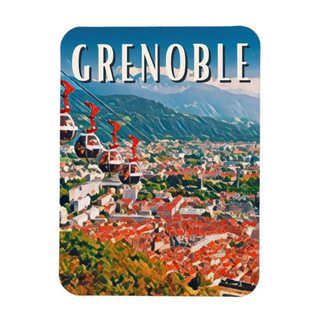 Grenoble Photo Vintage Magnet (Vertikal)