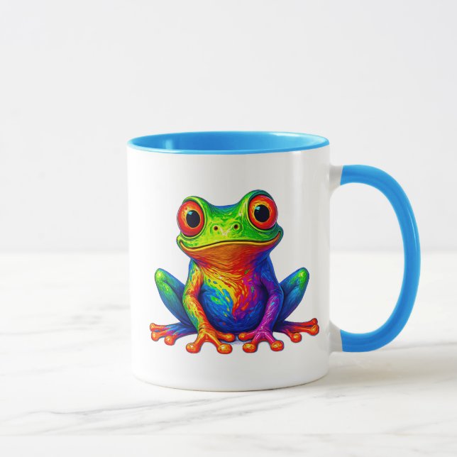 Grenouille cartoon assise aux couleurs vives. mugg (Höger)