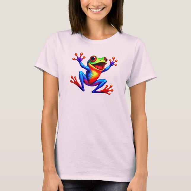 Grenouille cartoon joyeuse aux couleurs éclatantes t shirt (Framsida)
