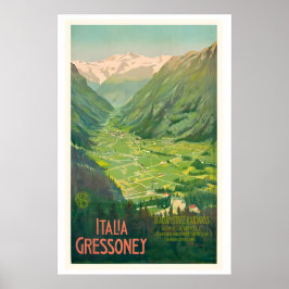 Gressoney Italien Italienska Statens Järnvägar Vin Poster