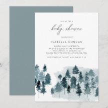 GRET Rustic Blue Winter Gräs Träd Baby Shower