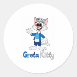 Greta Kitty Rund Klistermärke