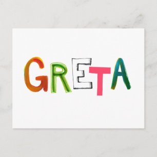 Greta-roligt - färgstarka ord-konstgåvor för Greta Vykort