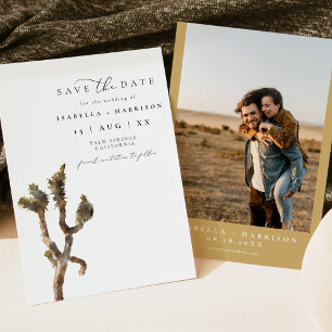 GRETA Watercolor Joshua Träd Photo Save Date I Inbjudningar