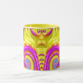 GRETA ~ Zany 3D ~ Lila Rosa Blue Gult Mugg