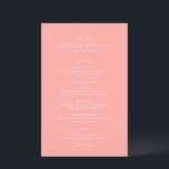 Gretchen Coral Rosa Elegant bröllop Menu<br><div class="desc">Elegant bröllop-menyer med enkel design med klassiskt serif typsnitt.</div>