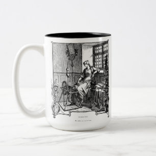 Gretchen på henne snurret rullar ensamen 1850 Två-Tonad mugg