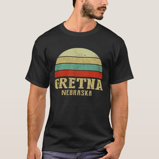 GRETNA NEBRASKA Vintage Retro Sunset T Shirt (Framsida)