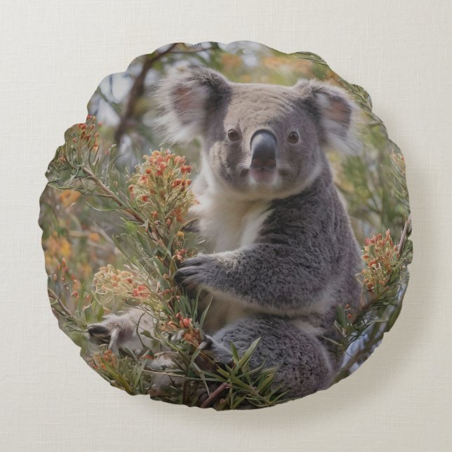 Grevillea Koala Bear Rund Kudde (Framsidan)