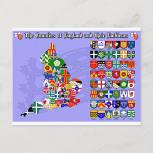 grevskapen England, deras flaggor och emblem Vykort