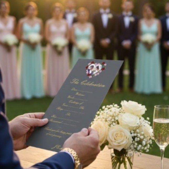 Grey and gold wedding program - Floral Heart (Skapare uppladdad)