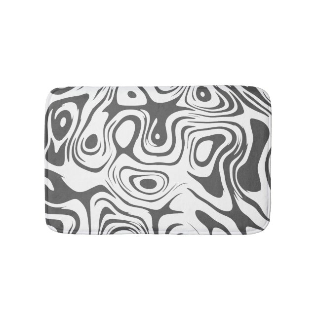 Grey and White Abstract Swirly Pattern Badrumsmatta (Framsidan)