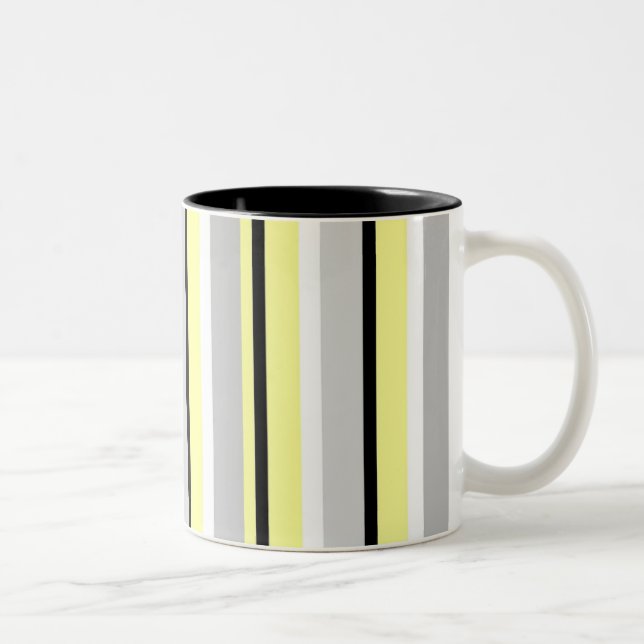 Grey and Yellow Stylish Striped Två-Tonad Mugg (Höger)