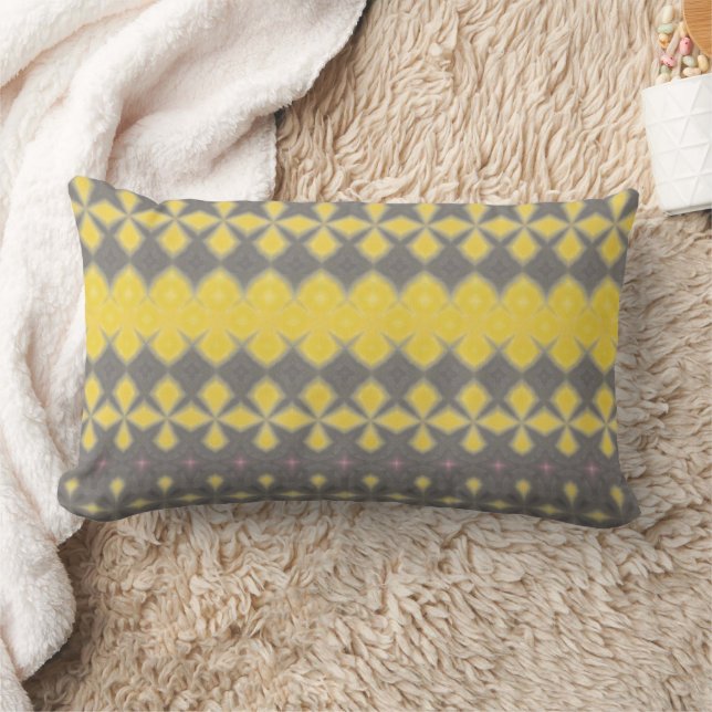 Grey and yellow Throw Pillow Lumbarkudde (Filt)