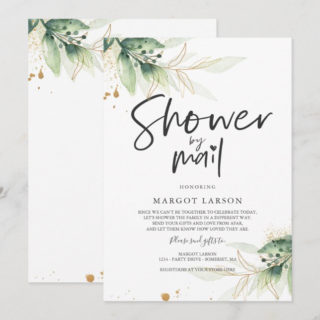 Grey Baby Shower by Mail-inbjudan Inbjudningar (Fram/baksida)