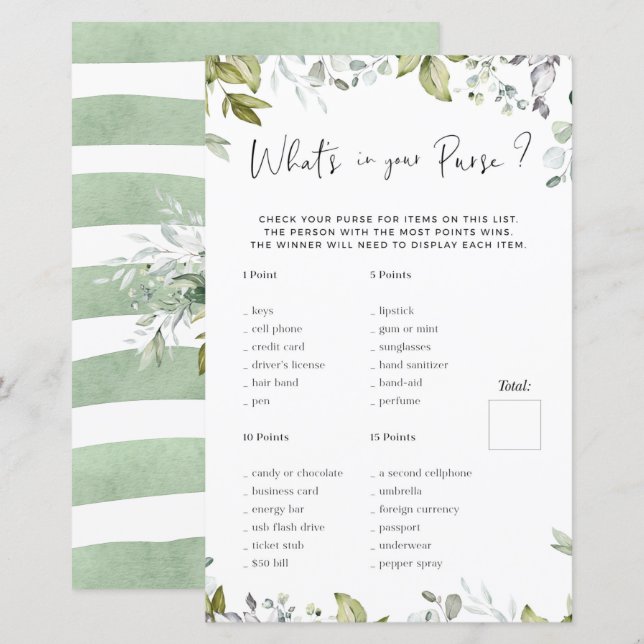 Grey Baby Shower, vad är det i din handväska? (Fram/baksida)