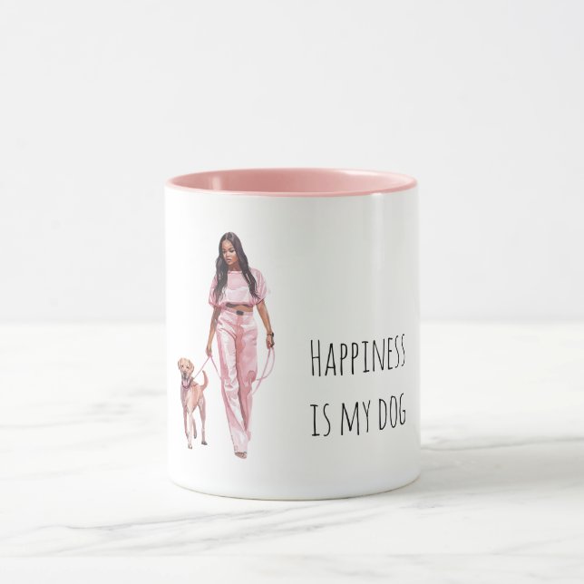 Grey Black Puppy Black Lady Walking Dog   Mugg (Center)