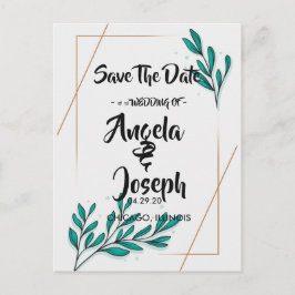 Grey Blommigt guldbladSpara datum Meddelande Vykort